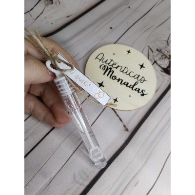 Mini pompero para boda con etiqueta personalizada | Detalles originales para invitados