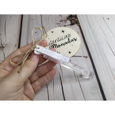 Mini pompero para boda con etiqueta personalizada | Detalles originales para invitados