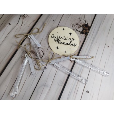 Mini pompero para boda con etiqueta personalizada | Detalles originales para invitados