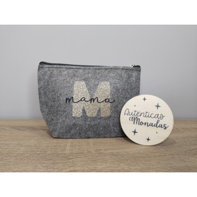 Neceser de Fieltro Reciclado Personalizado para Mamá – Inicial y Color a Elegir