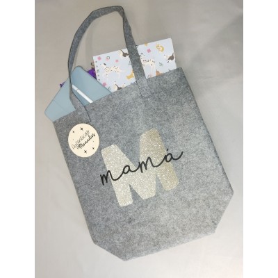 Bolso de Fieltro Reciclado Personalizado para Mamá – Inicial y Color a Elegir