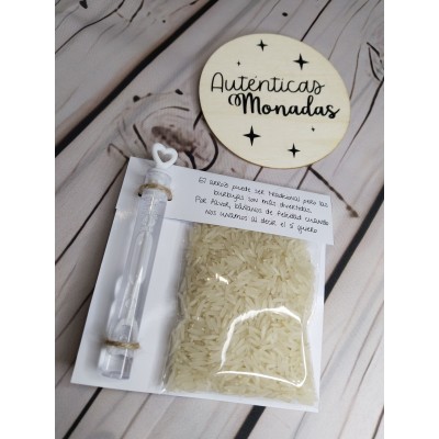 Pack Bolsita de Arroz y Mini Pompero para Boda – Detalle para Invitados Hecho a Mano