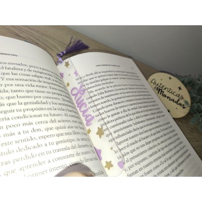 Marcapáginas Acrílico Diseño Estrellas Personalizado | 15x2,4 cm | Con Borla