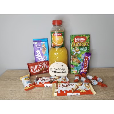 Cesta de Dulces Personalizada | Regalo Original con Chocolates y Zumo