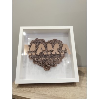 Cuadro Personalizado para Mamá con Nombres de los Hijos y Flores – Marco Blanco 25x25 cm