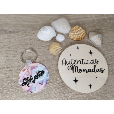 Pack Verano Estrellas de Mar – Botella 700 ml, Marcapáginas y Llavero Personalizable | Regalo Mujer