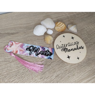 Pack Verano Estrellas de Mar – Botella 700 ml, Marcapáginas y Llavero Personalizable | Regalo Mujer