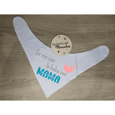 Bandana bebé niño “Se me cae la baba con mamá” – Personalizada en sublimación