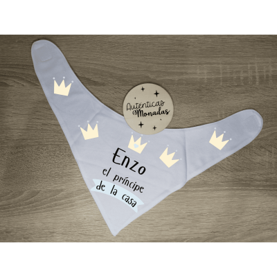 Bandana “Príncipe de la casa” personalizada con nombre – Bebé niño