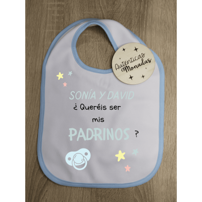 Babero bebé niño personalizado – “¿Quieres ser mi padrino/madrina?” | Regalo para pedir padrino o madrina