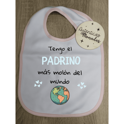 Babero bebé personalizado para niña – “Mi padrino es el más molón”
