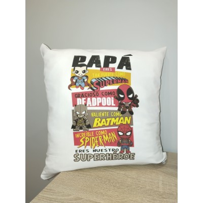 Cojín personalizado Día del Padre – Papá Superhéroe