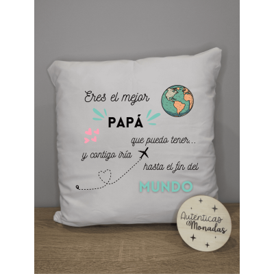 Cojín personalizado – El mejor padre del mundo / La mejor mamá del mundo