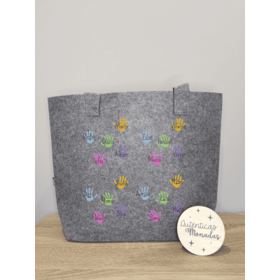 Bolso Fieltro Reciclado Profesora – Diseño Colores | 2 Tamaños Disponibles | Regalo Fin de Curso