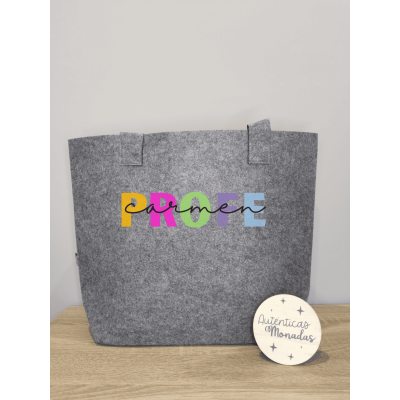 Bolso Fieltro Reciclado Profesora – Diseño Colores | 2 Tamaños Disponibles | Regalo Fin de Curso