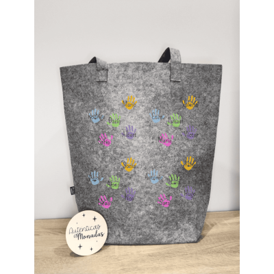 Bolso Fieltro Reciclado Profesora – Diseño Colores | 2 Tamaños Disponibles | Regalo Fin de Curso