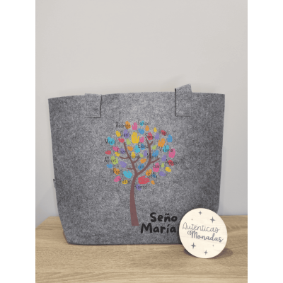 Bolso de Fieltro Reciclado Personalizado Profes – Diseño Árbol | Fin de Curso