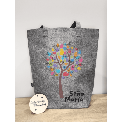 Bolso de Fieltro Reciclado Personalizado Profes – Diseño Árbol | Fin de Curso