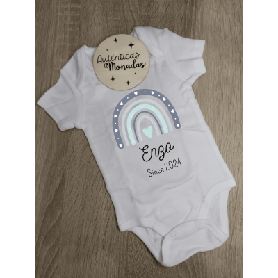 Body bebé diseño arcoíris niño | Body personalizado algodón 0-3 meses