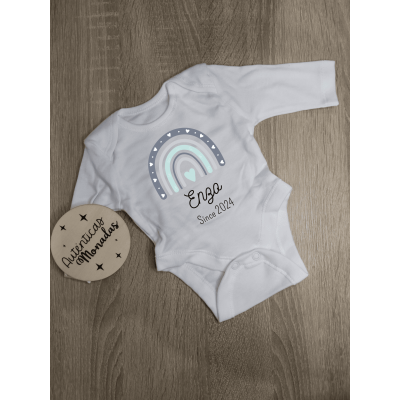 Body bebé diseño arcoíris niño | Body personalizado algodón 0-3 meses