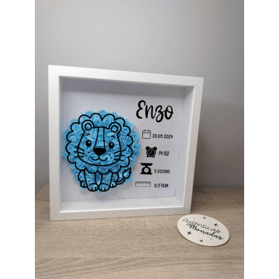 Cuadro Personalizado de Natalicio en Madera Diseño León | Con Flores de Goma Eva