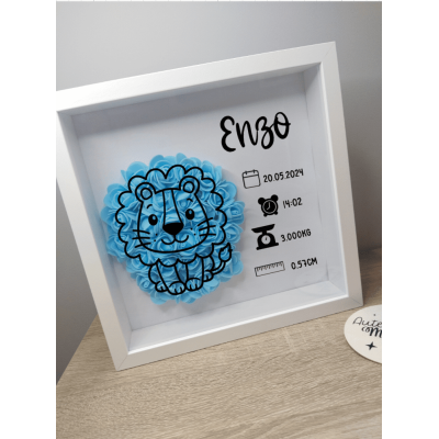 Cuadro Personalizado de Natalicio en Madera Diseño León | Con Flores de Goma Eva