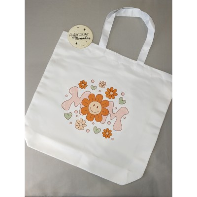 Bolso Tote “MOM FLOWER” – 45x42 cm, 100% Poliéster | Regalo Mujer