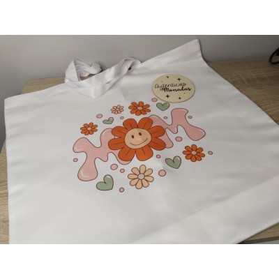 Bolso Tote “MOM FLOWER” – 45x42 cm, 100% Poliéster | Regalo Mujer