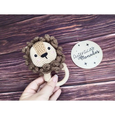 Mordedor Sonajero León de Crochet Hecho a Mano – Ideal para Bebés