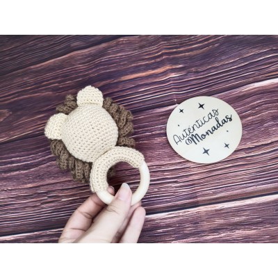 Mordedor Sonajero León de Crochet Hecho a Mano – Ideal para Bebés