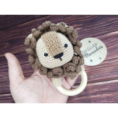 Mordedor Sonajero León de Crochet Hecho a Mano – Ideal para Bebés