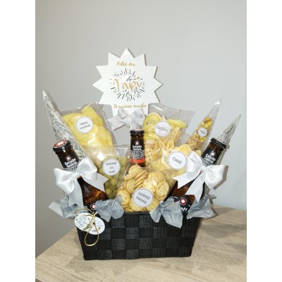 Cesta Regalo Personalizada con Cervezas Estrella Galicia y Snacks Salados|Regalo original Dia del Padre