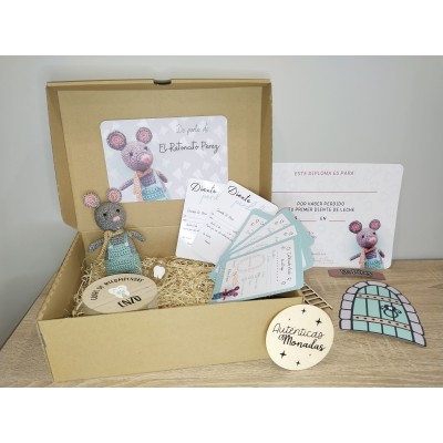 Pack Ratón Pérez Personalizado con Puerta, Escalerita, Cofre y Bote para Dientes – Hecho a Mano
