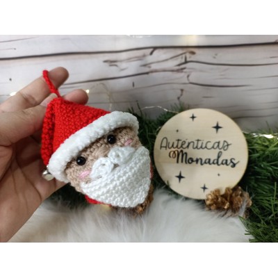 Adorno Navideño de Crochet Papá Noel Hecho a Mano