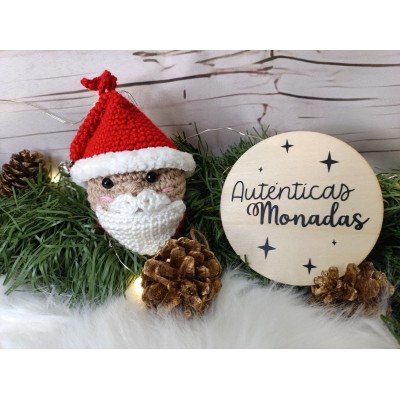 Adorno Navideño de Crochet Papá Noel Hecho a Mano