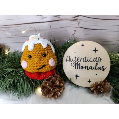 Adorno Navideño de Crochet Muñeco de Jengibre Hecho a Mano