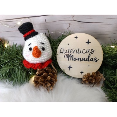 Adorno Navideño de Crochet Muñeco de Nieve Hecho a Mano