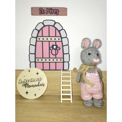 Pack Ratón Pérez para Dos Hermanos – Set Doble Personalizado con Crochet, Puerta y Cofre