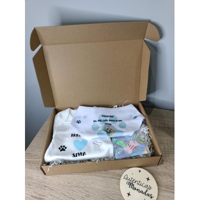 Pack Personalizado “Los Mejores Amigos” – Body y Bandana para Bebé + Chapita de Perro