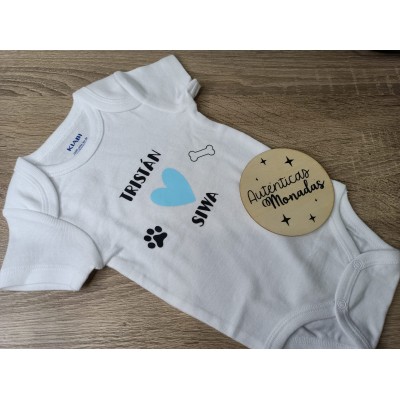 Pack Personalizado “Los Mejores Amigos” – Body y Bandana para Bebé + Chapita de Perro