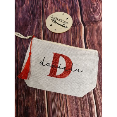 Pack Bolso Personalizado con Inicial en Purpurina + Neceser a Juego – Regalo Original