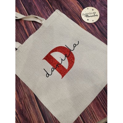 Pack Bolso Personalizado con Inicial en Purpurina + Neceser a Juego – Regalo Original