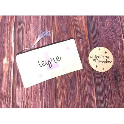 Pack Bolso, Neceser y Botella Personalizados con Inicial y Nombre – Estrellas Doradas