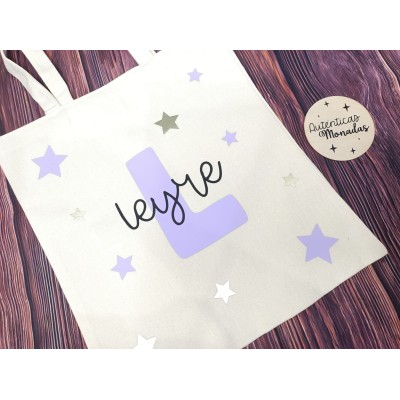Pack Bolso, Neceser y Botella Personalizados con Inicial y Nombre – Estrellas Doradas