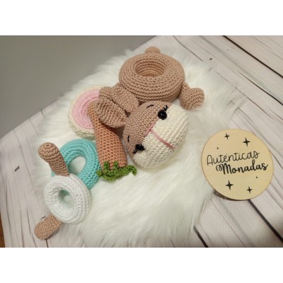 Juguete apilable de conejito para bebé | Pirámide desmontable de crochet hecha a mano