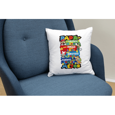 Cojín personalizado Papá Mario Bros – Regalo divertido Día del Padre
