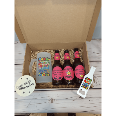 Pack Regalo Cerveza Estrella Galicia con Jarra Mario Bros y Abridor a Juego|Regalo original Dia del Padre