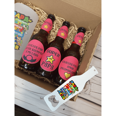 Pack Regalo Cerveza Estrella Galicia con Jarra Mario Bros y Abridor a Juego