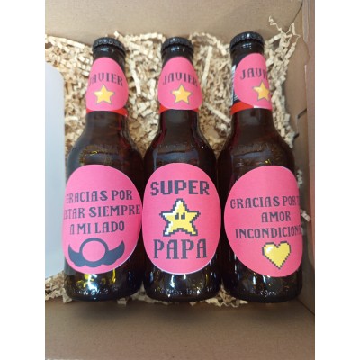 Pack Regalo Cerveza Estrella Galicia con Jarra Mario Bros y Abridor a Juego|Regalo original Dia del Padre