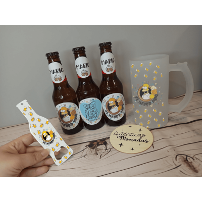 Pack Regalo Cerveza Estrella Galicia con Jarra Personalizada Homer Simpson y Abridor